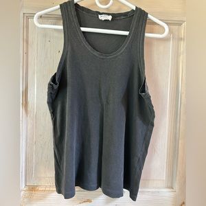 Frame Denim Cotton Racer Tank Top in Faded Noir.       Women’s Medium